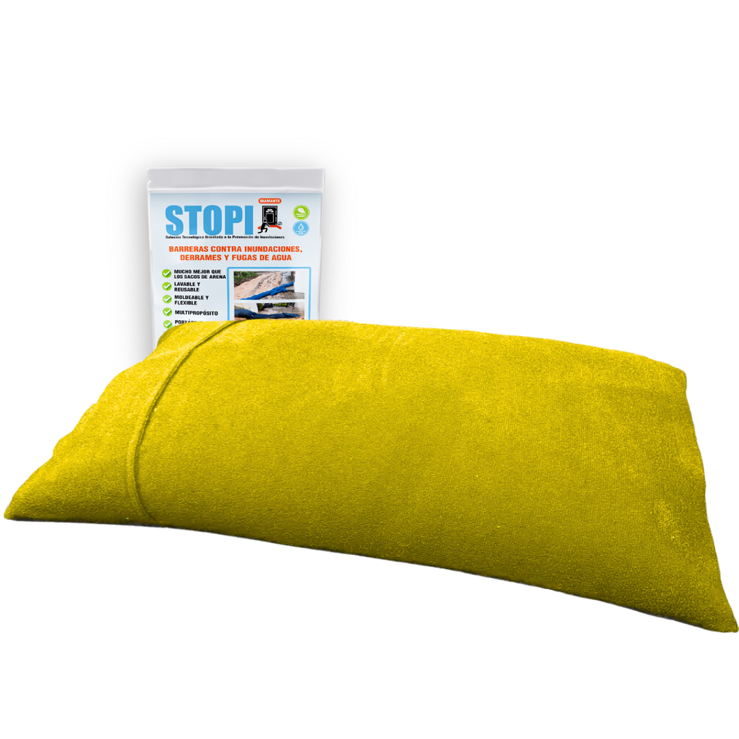 STOPI Diamante Plus Amarillo-visión frontal hidratado con su bolsa STOPI.MX