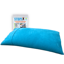 Cargar imagen en el visor de la galería, STOPI Diamante Plus Azul claro-visión frontal hidratado con su bolsa STOPI.MX